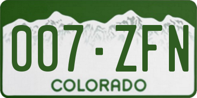 CO license plate 007ZFN