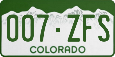 CO license plate 007ZFS