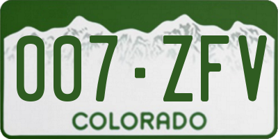 CO license plate 007ZFV