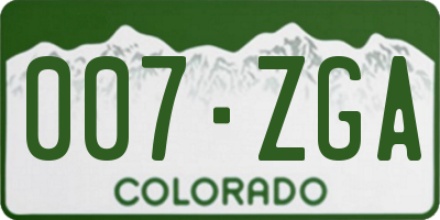 CO license plate 007ZGA