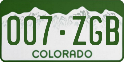 CO license plate 007ZGB