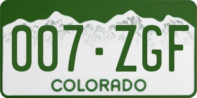 CO license plate 007ZGF