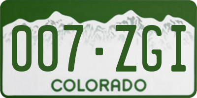 CO license plate 007ZGI