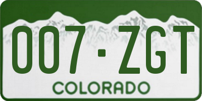 CO license plate 007ZGT