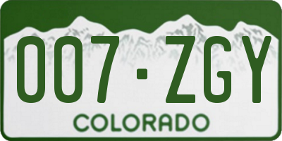 CO license plate 007ZGY