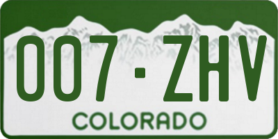 CO license plate 007ZHV