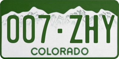 CO license plate 007ZHY