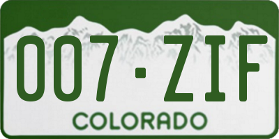 CO license plate 007ZIF