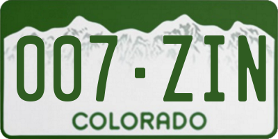 CO license plate 007ZIN