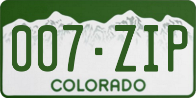 CO license plate 007ZIP