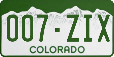 CO license plate 007ZIX