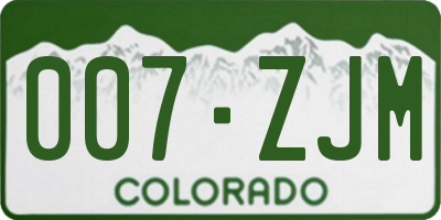 CO license plate 007ZJM