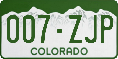 CO license plate 007ZJP
