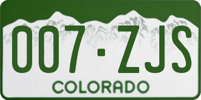 CO license plate 007ZJS