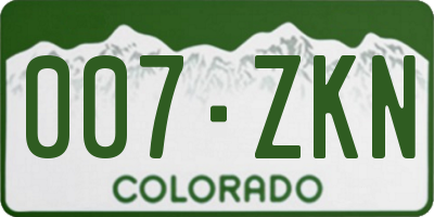 CO license plate 007ZKN