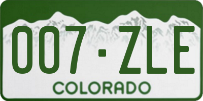 CO license plate 007ZLE