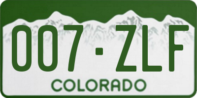 CO license plate 007ZLF