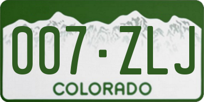 CO license plate 007ZLJ