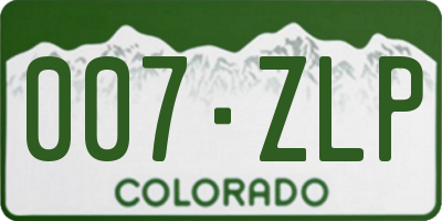 CO license plate 007ZLP