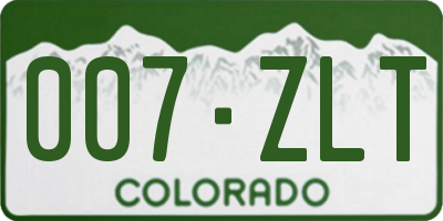 CO license plate 007ZLT