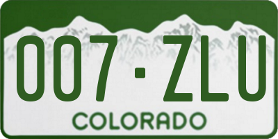 CO license plate 007ZLU