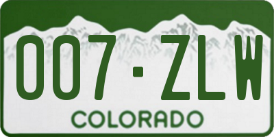 CO license plate 007ZLW