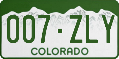 CO license plate 007ZLY