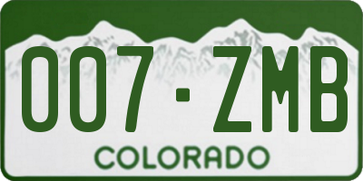 CO license plate 007ZMB