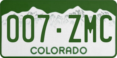 CO license plate 007ZMC