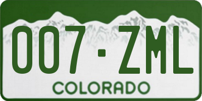 CO license plate 007ZML