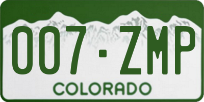 CO license plate 007ZMP