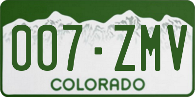 CO license plate 007ZMV