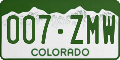 CO license plate 007ZMW