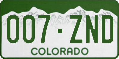 CO license plate 007ZND