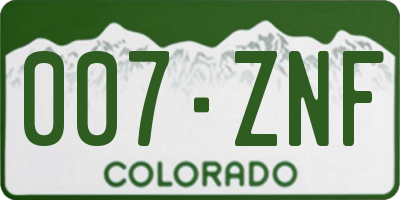 CO license plate 007ZNF