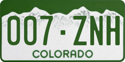 CO license plate 007ZNH