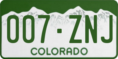 CO license plate 007ZNJ