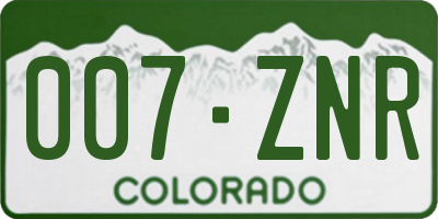 CO license plate 007ZNR