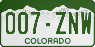 CO license plate 007ZNW