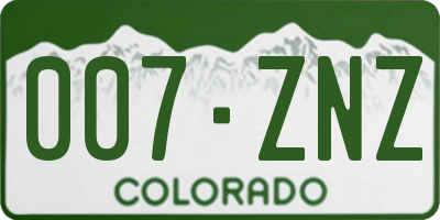 CO license plate 007ZNZ