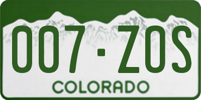 CO license plate 007ZOS