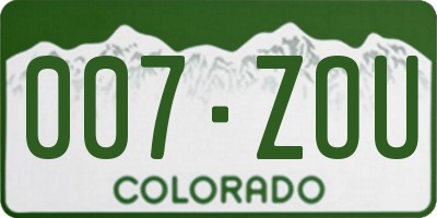 CO license plate 007ZOU