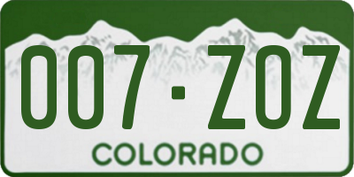 CO license plate 007ZOZ