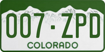 CO license plate 007ZPD