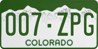 CO license plate 007ZPG