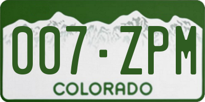 CO license plate 007ZPM