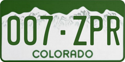 CO license plate 007ZPR