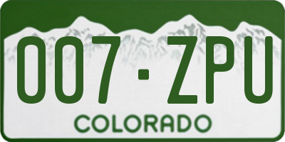 CO license plate 007ZPU