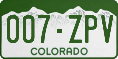 CO license plate 007ZPV