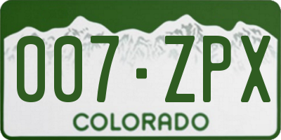 CO license plate 007ZPX